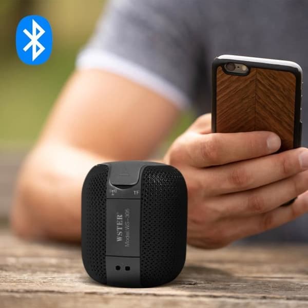 Bärbar Mini FM-radio Bluetooth-högtalare och Micro-SD-kortplats med svart handledsrem
