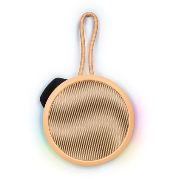 BIGBEN Party - Rund Bluetooth-högtalare med rem och ljuseffekter - 15W - Pastell Orange Ferskenfarvet