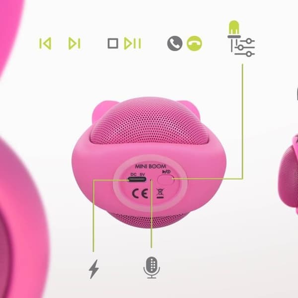 3W Bluetooth-högtalare Batteritid 3h Luminous Rabbit Design Moxie Pink