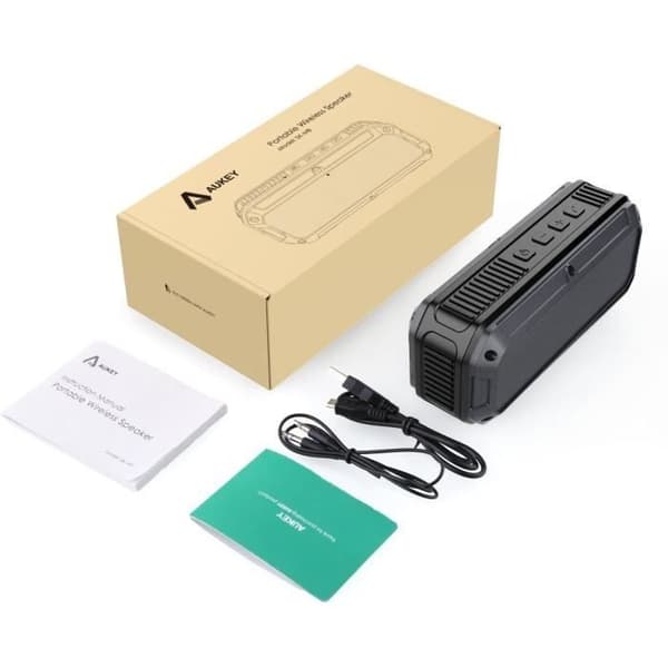 Bärbar trådlös Bluetooth-högtalare Svart 16 timmars batteritid Vattentät IP64 HD Stereo Inbyggd mikrofon Aux/USB/SD-port
