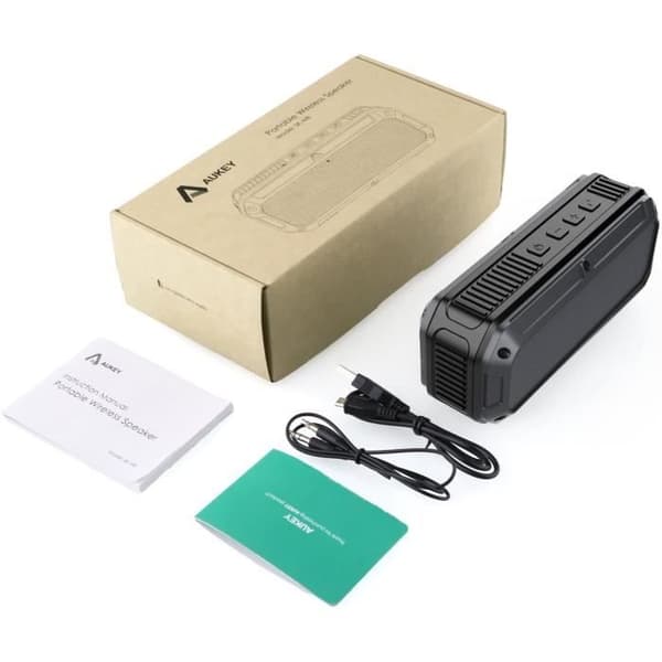Bärbar trådlös Bluetooth-högtalare 16 timmars batteritid Vattentät IP64 HD Stereo Inbyggd mikrofon Aux/USB/SD-port (paket med 2)