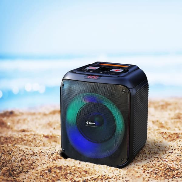 Denver Bluetooth Speaker Party Box - Disco Lights - Inkl. Fjernbetjening - Mikrofontilslutning - BPS250 - Sort