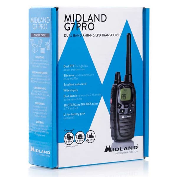 Midland G 7 Walkie Talkie Pmr/lpd Walkie Talkie Sort