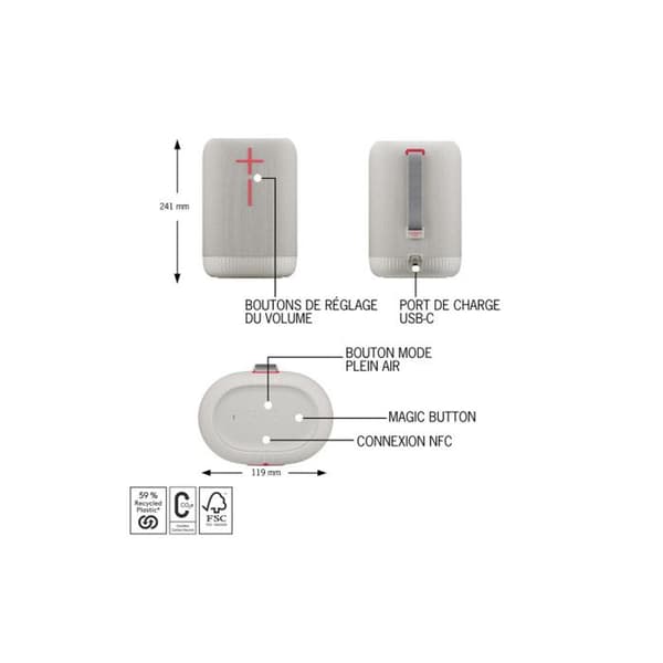 Ultimate Ears Ultimate Ears EPICBOOM trådlös högtalare, portabel Bluetooth-högtalare, vattentät Vit