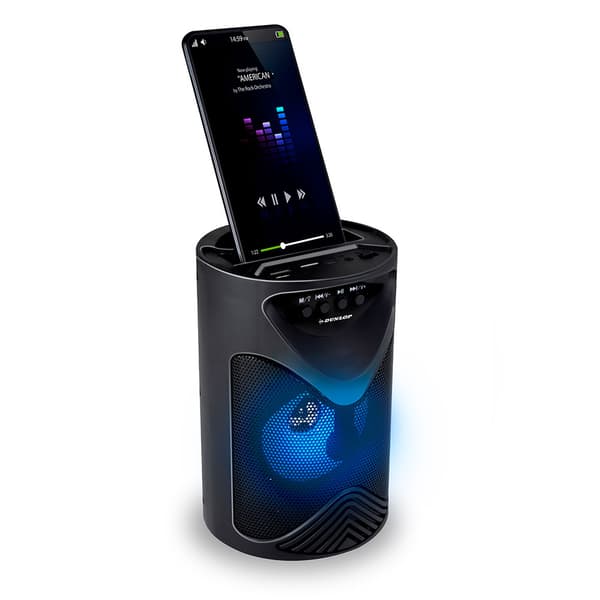 Dunlop Bluetooth-højttaler med FM-radio og mobilt stativ
