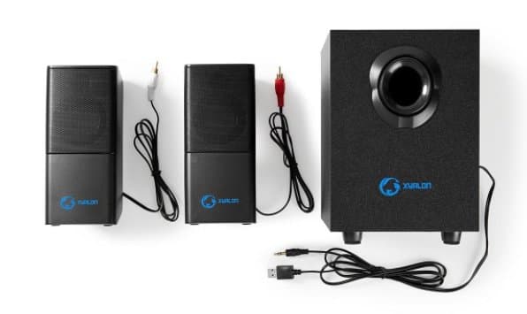 NEDIS herní reproduktory/ 2.1/ výkon 33 W/ 3,5 mm jack/ USB/ ABS/ dřevo/ černé