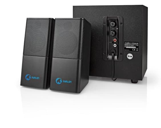 NEDIS herní reproduktory/ 2.1/ výkon 33 W/ 3,5 mm jack/ USB/ ABS/ dřevo/ černé