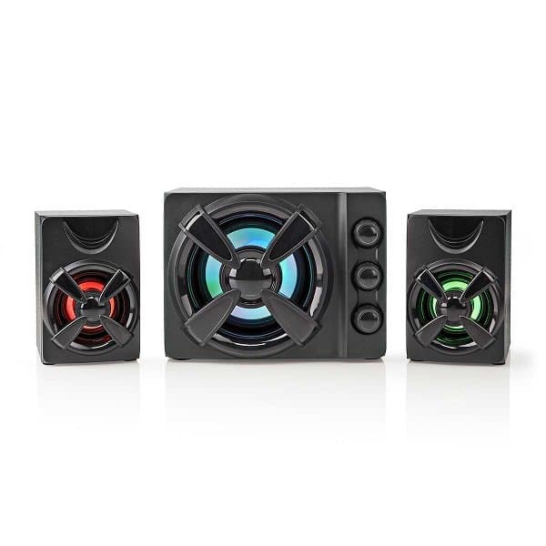 NEDIS herní reproduktory/ 2.1/ výkon 33 W/ 3,5 mm jack/ LED/ USB/ ovládání hlasitosti/ černé