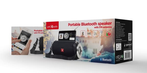 Gembird SPK-BT-17 bærbar Bluetooth-højttaler med FM-radio, sort