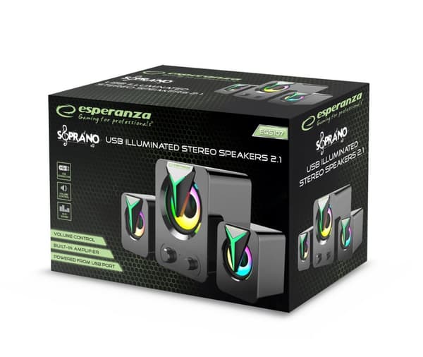 Esperanza EGS107 Højttalere 2.1 USB LED 5 W Sort
