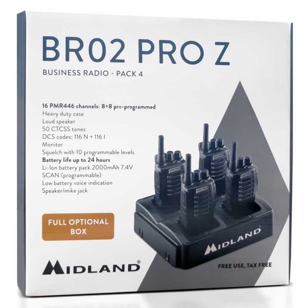 Midland Walkie-talkies Br02 Pro Z 4 Enheder Sort