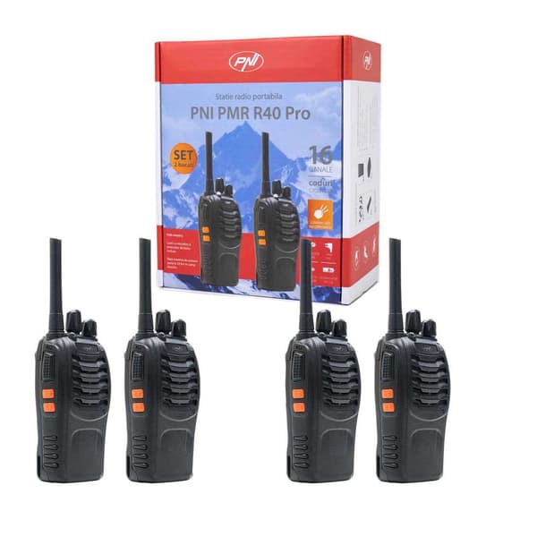 Pni Pmr Walkie Talkie R40 Pro 4 Enheder Sort