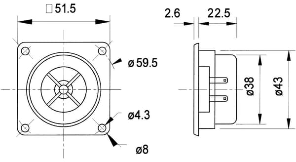 SC5 - 8 Ohm 13 mm (0,5") Magnetisk afskærmet kuppeldriver i polycarbonat
