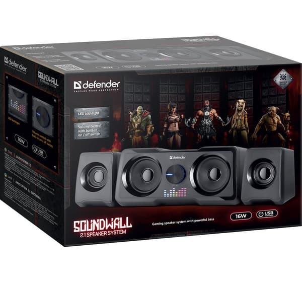DEFENDER SOUNDWALL 2.1 16W HØJTTALERE 65214