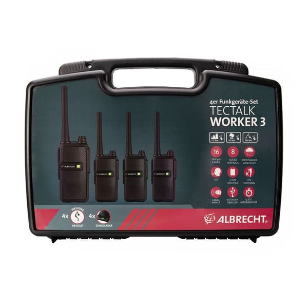 Albrecht Walkie-talkies Tectalk Worker 3 4 Enheder Sort
