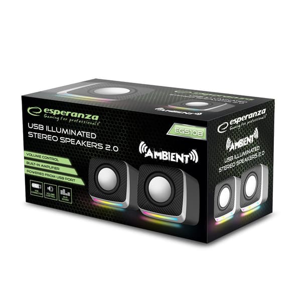 Esperanza EGS108 Højttalere 2.0 LED Sort 6W