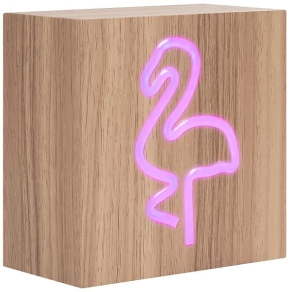 BIGBEN INTERACTIVE Bluetooth-högtalare Trä Neon Flamingo storlek S