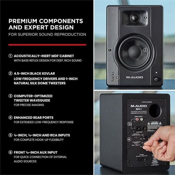 M-Audio BX-4 Par Bi-Amplified 120 Watt Professional Studio Monitors