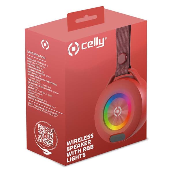 Celly Bluetooth Højttaler Light Beat Rød
