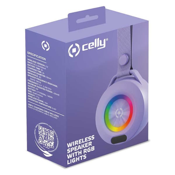Celly Bluetooth Højttaler Light Beat Lilla