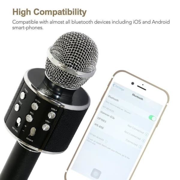 SHENGMI Microphone Q7 Bluetooth trådlösa mikrofoner Bärbar högtalare KTV Karaoke för iOS iPhone Android Smartphone PC Tablet (Nr