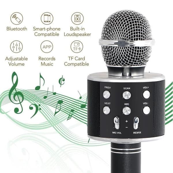 SHENGMI Microphone Q7 Bluetooth trådlösa mikrofoner Bärbar högtalare KTV Karaoke för iOS iPhone Android Smartphone PC Tablet (Nr
