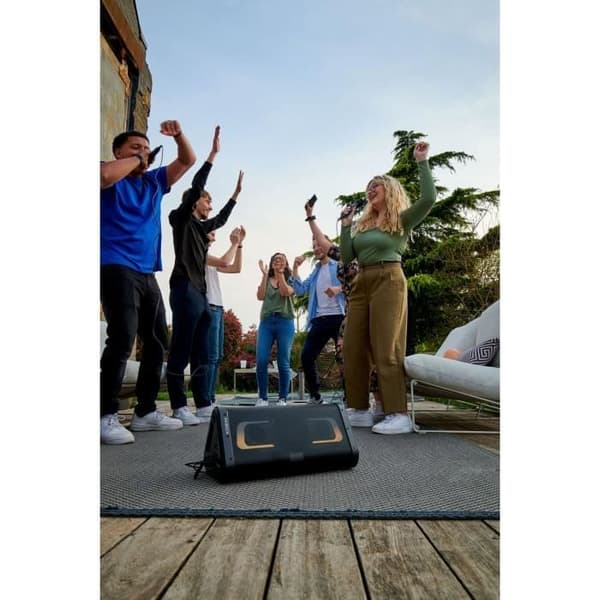 BIGBEN PARTYBTIPKBOX Karaoke Bluetooth-högtalare - 200W - Ljuseffekter - 2 trådbundna mikrofoner med sångeffekter - IPX54 (utomhus)