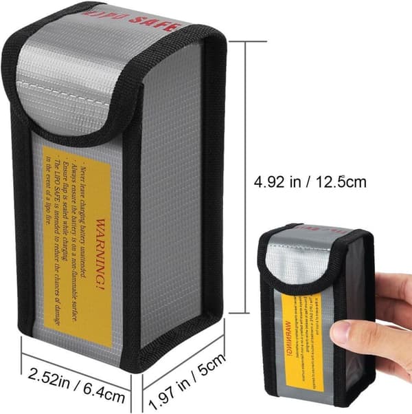 Yunique - Lipoparistojen turvakotelo, 1 kpl, palonestoaine ja räjähdyksiä estävä materiaali, mitat 125x64x50 mm - suojakotelo RC: lle