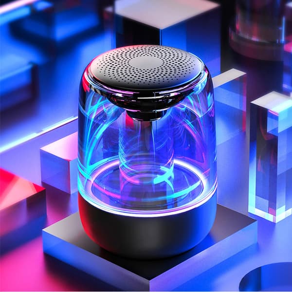INF Bærbar Bluetooth 5.3-høyttaler med LED-lys – gjennomsiktig design, trådløs lydopplevelse