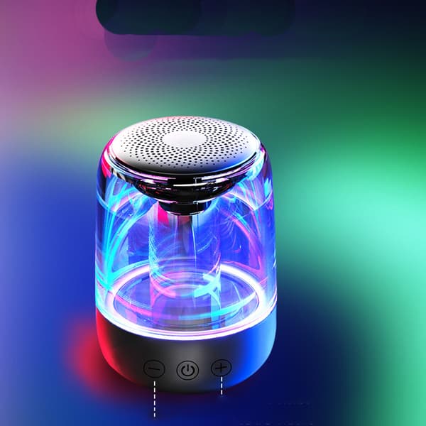 INF Bærbar Bluetooth 5.3-høyttaler med LED-lys – gjennomsiktig design, trådløs lydopplevelse