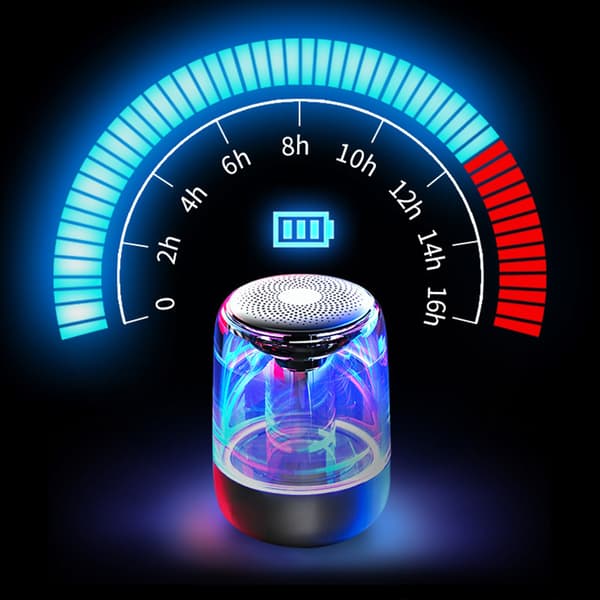 INF Bærbar Bluetooth 5.3-høyttaler med LED-lys – gjennomsiktig design, trådløs lydopplevelse