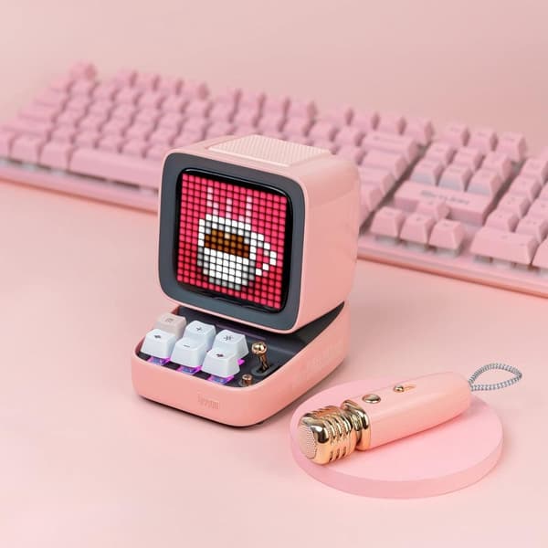 Divoom™ Ditoo Mic - Bærbar højttaler - Med trådløs mikrofon - Pixelart - Pink