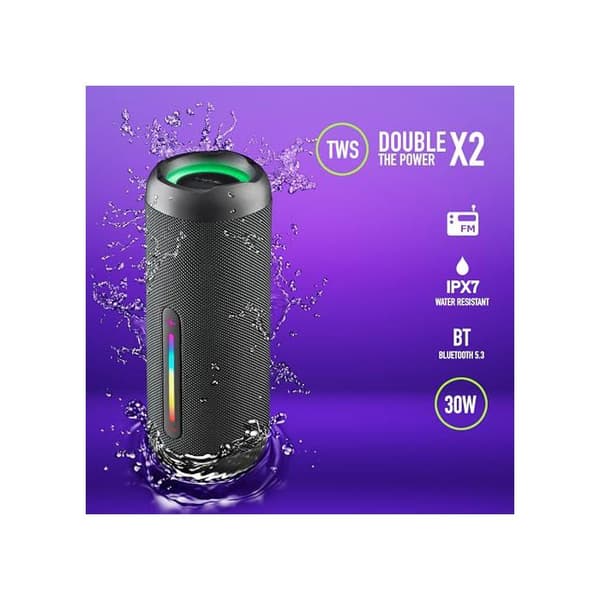 Trådlös högtalare - NGS - ROLLER FURIA 2 BLACK - 30W - Vattentålig IPX7 - Bluetooth 5.3