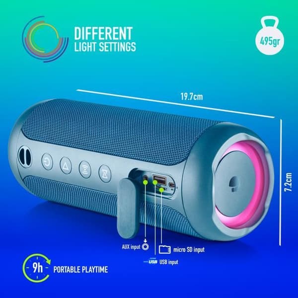 Trådlös högtalare - NGS - ROLLER FURIA 2 - 30W - Vattentålig IPX7 - Bluetooth 5.3