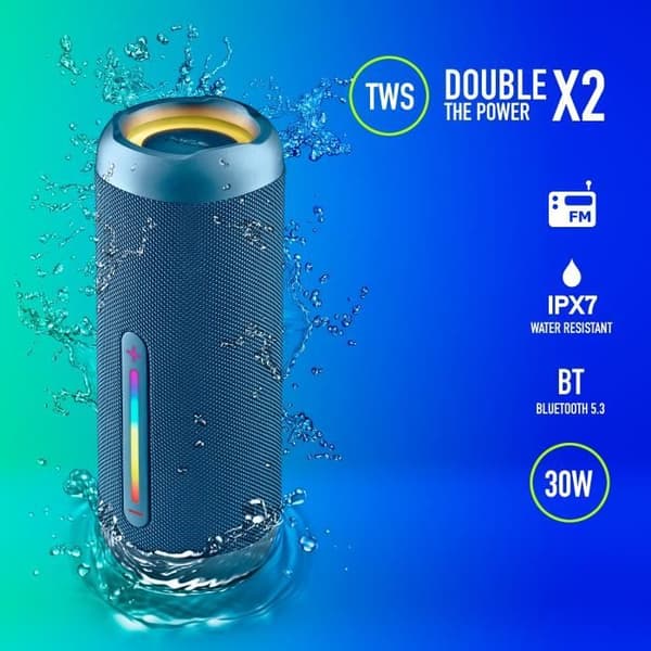 Trådlös högtalare - NGS - ROLLER FURIA 2 - 30W - Vattentålig IPX7 - Bluetooth 5.3