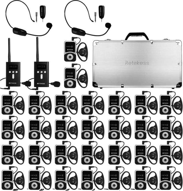 Retekess T130 Tourist Guide System, med laddning 32 platser, NOMAD BÄRBAR MOBIL BLUETOOTH-HÖGTALARE