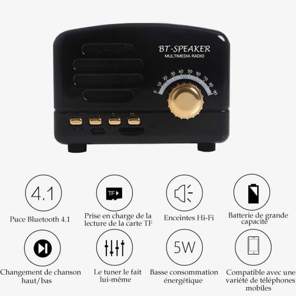 Bärbar Bluetooth-högtalare - Ej specificerad - Svart modell - 1200 mAh - 5W - Bluetooth 4.1