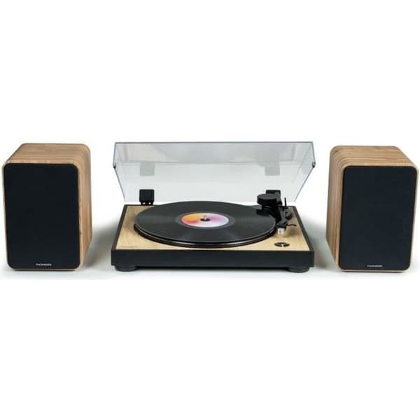 THOMSON WS602DUO - Set med 2 högtalare med trälåda - 100W - Bluetooth 5.0 - 2 RCA-utgångar - Lätt trä