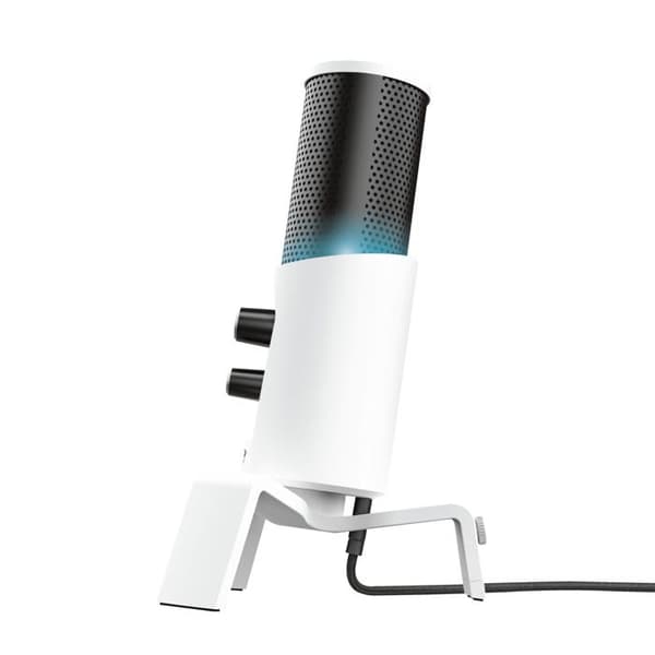 Trust Gaming GXT 258 Fyru Professional Gaming Microphone on Stand, Cardioid, USB Gamer Microphone för PC, PS5, Gamer, Streaming, Vit