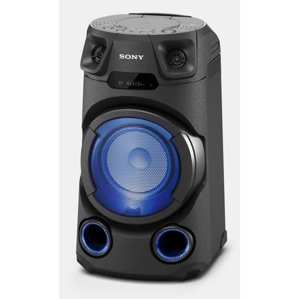 SONY MHCV13.CEL Bärbart högeffekts Bluetooth-ljudsystem - Flerfärgade lampor - Jet Bass Booster Svart