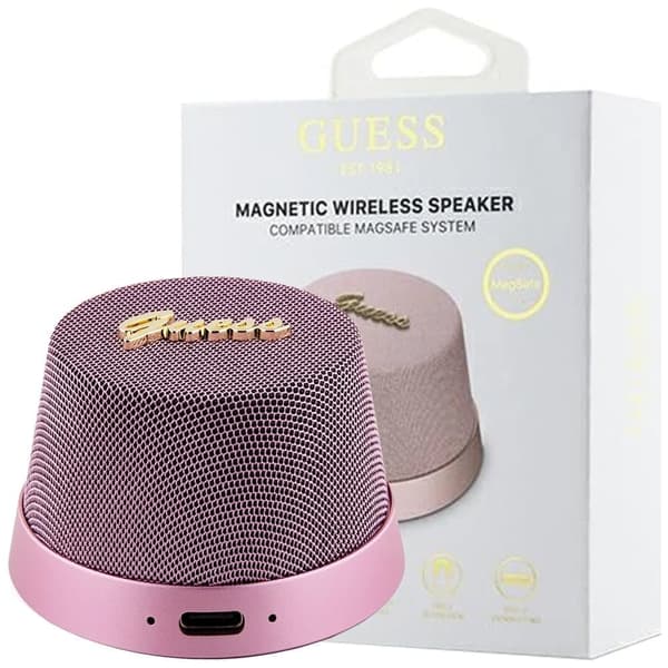 Guess magnetisk skrift metall Bluetooth-høyttaler - rosa