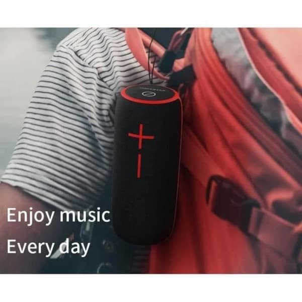Bärbar Bluetooth-högtalare, 10W HD-stereohögtalare med LED-ljus, IPX6 vattentät inbyggd mikrofonstöd AUX, TF, FM-radio, svart