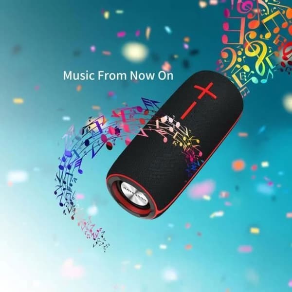 Bärbar Bluetooth-högtalare, 10W HD-stereohögtalare med LED-ljus, IPX6 vattentät inbyggd mikrofonstöd AUX, TF, FM-radio, svart