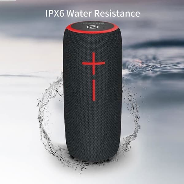 Bärbar Bluetooth-högtalare, 10W HD-stereohögtalare med LED-ljus, IPX6 vattentät inbyggd mikrofonstöd AUX, TF, FM-radio, svart
