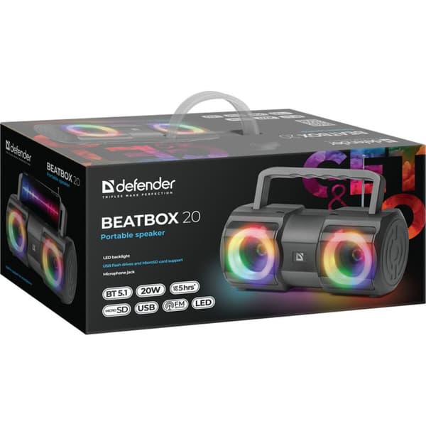 Bærbare Bluetooth-højttalere Defender BEATBOX 20 Sort