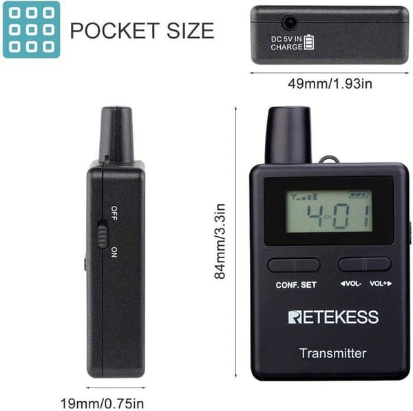 Retecess TT109 Wireless Tour Guide System, Bluetooth-högtalare, 180M översättningssystem för fabrik, resor, universitet