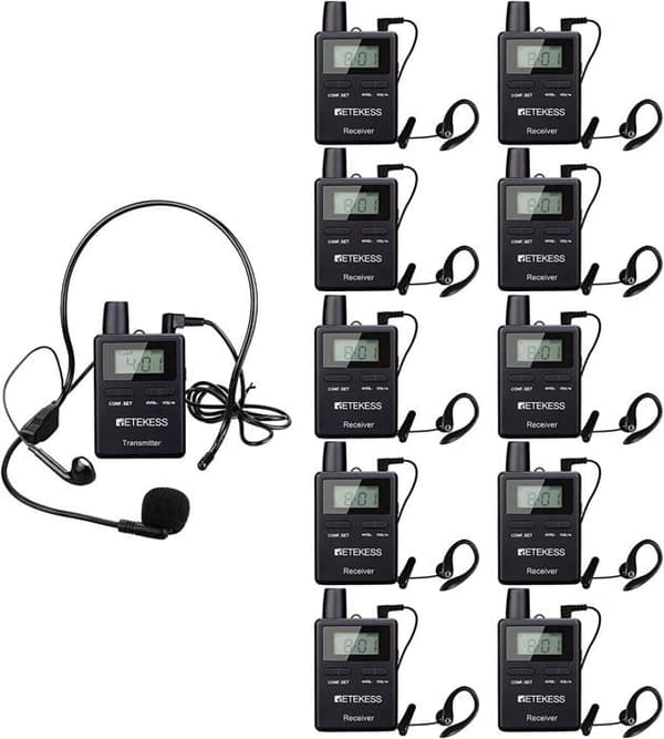 Retecess TT109 Wireless Tour Guide System, Bluetooth-högtalare, 180M översättningssystem för fabrik, resor, universitet
