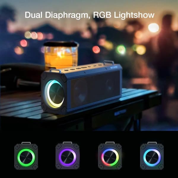 BW-WA3 Pro 120W bluetooth högtalare Quad Drivers Djup bas membran EQ Stereo RGB Light TWS 16000mAh Power Bank Utomhus trådlös högtalare