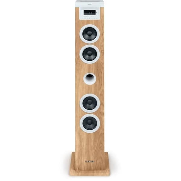 Tornhögtalare - THOMSON - Bluetooth/CD/USB/SD - Vit/Trä - 60W - FM-radio