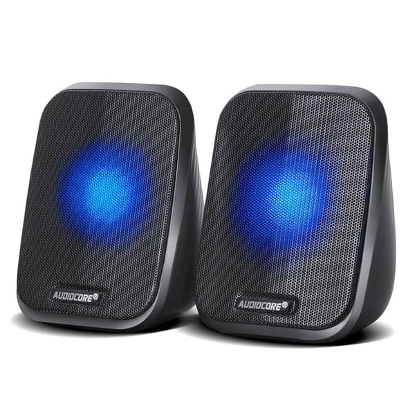 Audiocore AC835 2.0 stereohøjttalere med LED-baggrundsbelysning til pc bærbar smartphone